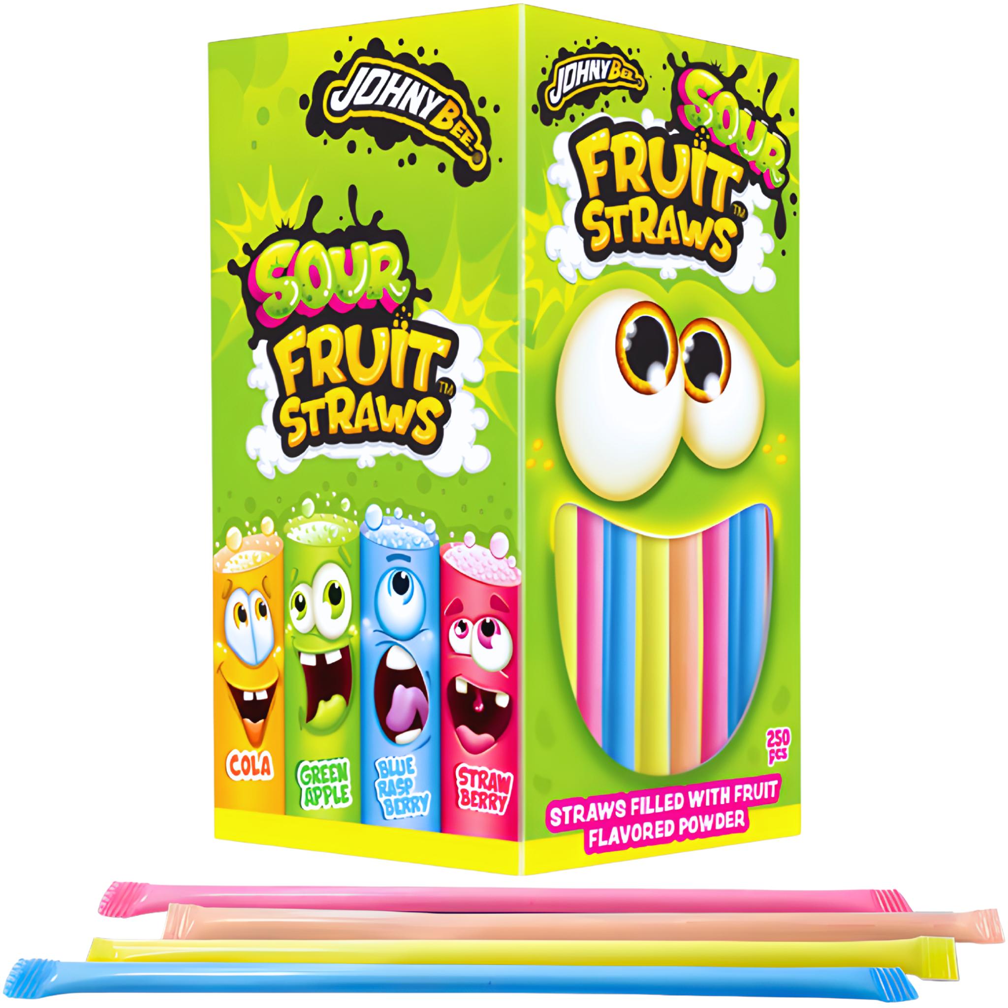 Johny Bee Sour Fruit Straws - 250 x 3g