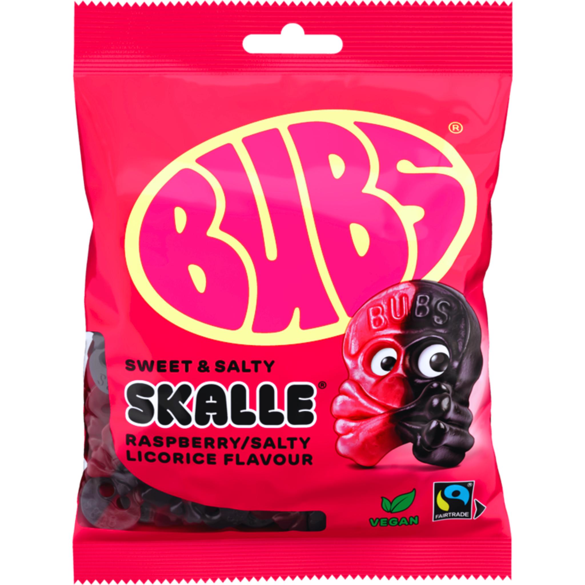 Bubs Raspberry/Salty Liquorice Skulls - 90g
