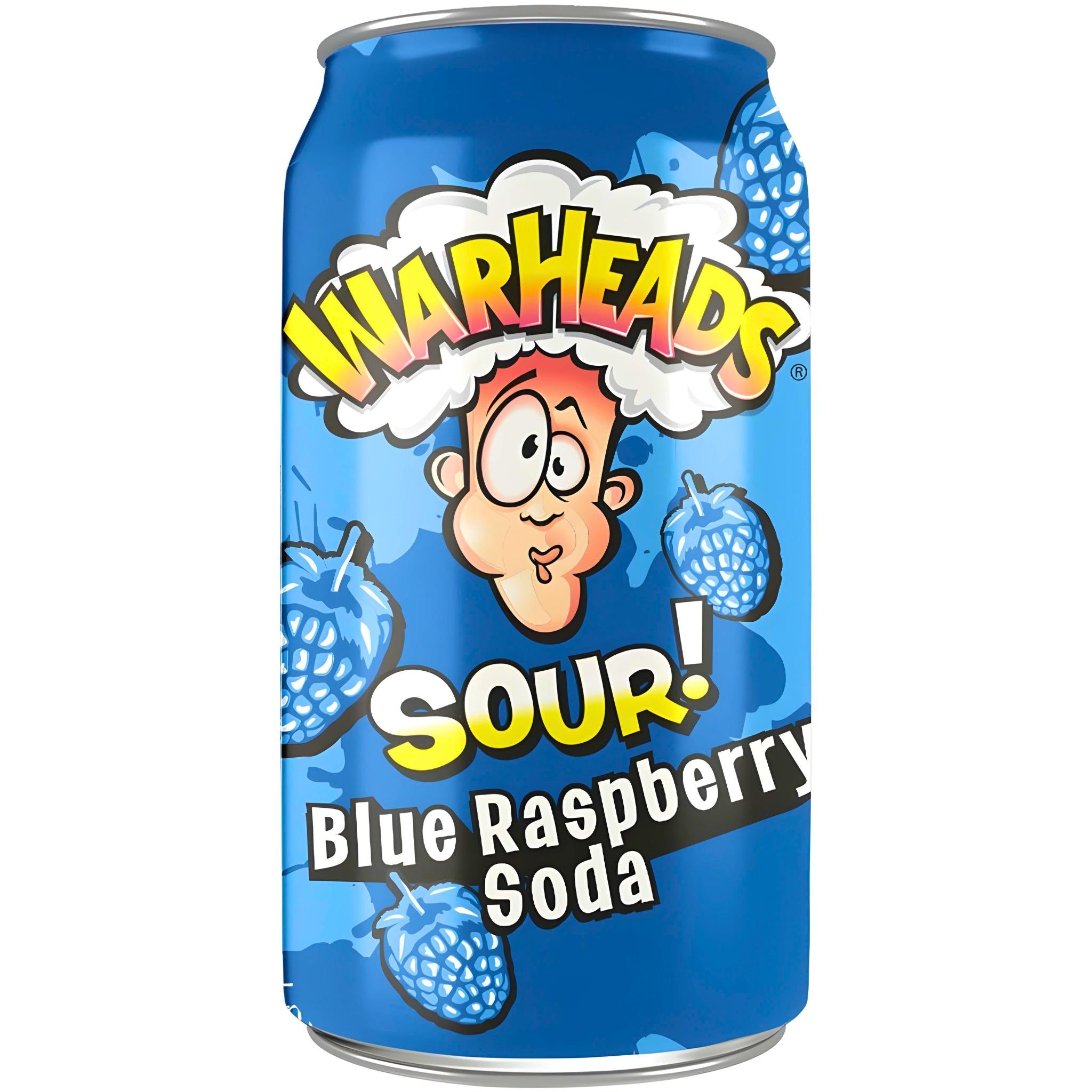 Warheads Sour Blue Raspberry Soda - 355ml (USA) (INCL. STATIEGELD)