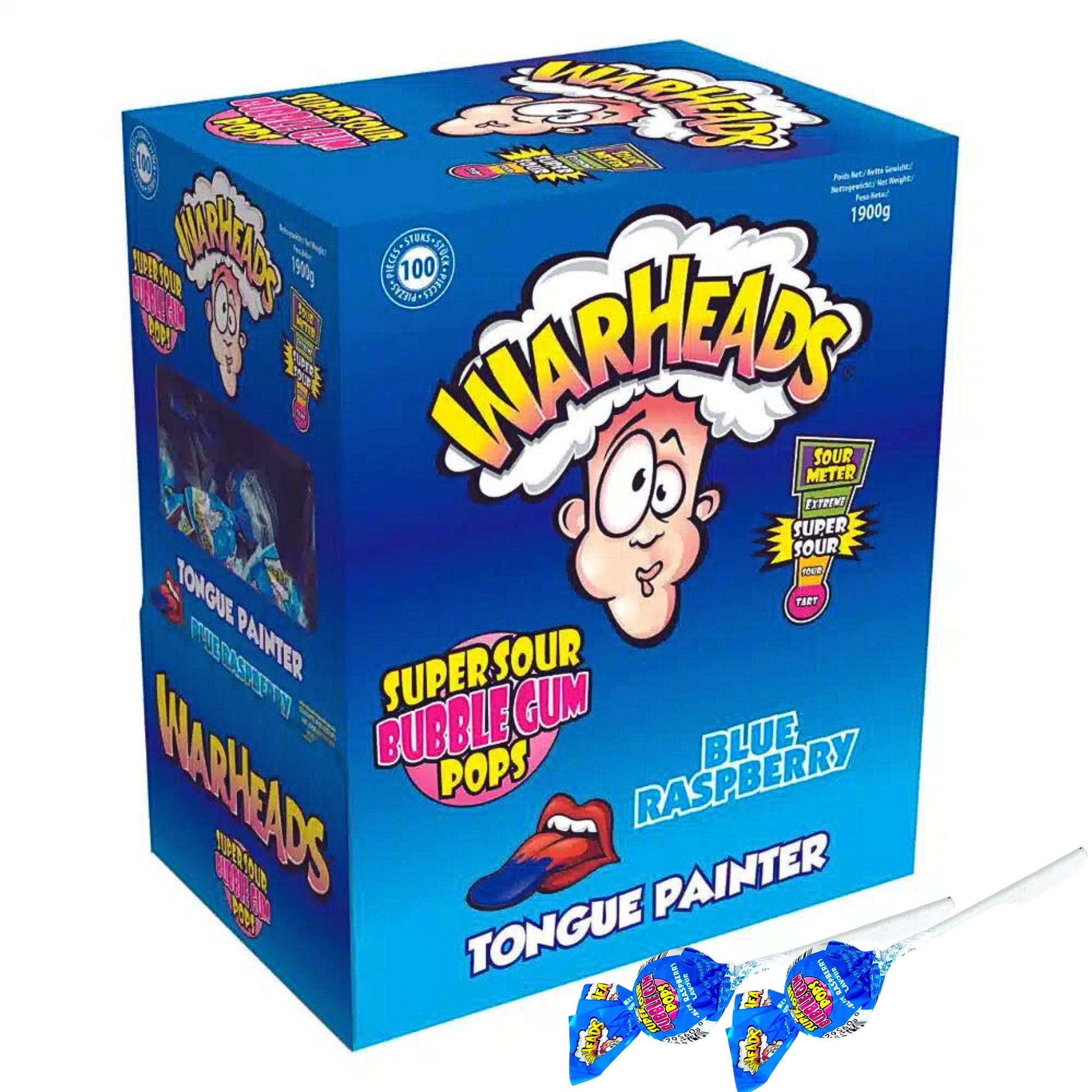 Warheads Super Sour Bubblegum Pops Blue Raspberry - 21g